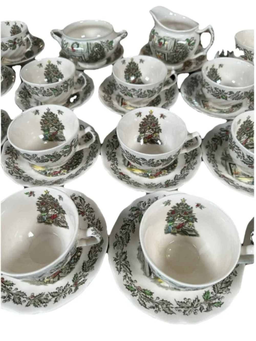 VTG Johnson Brothers England Merry Christmas Tea Cups & Saucers Etc. Set Of 20